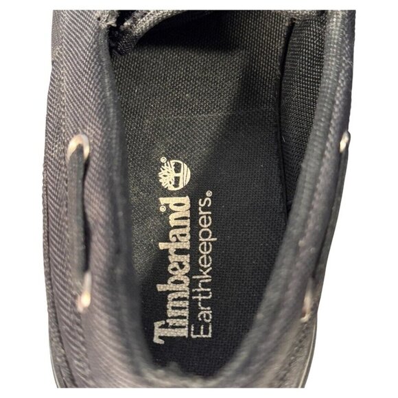 Timberland Shoes Mens Size 9.5 Black Hookset Canvas Casual Boat Lace‎ up - Picture 4 of 8